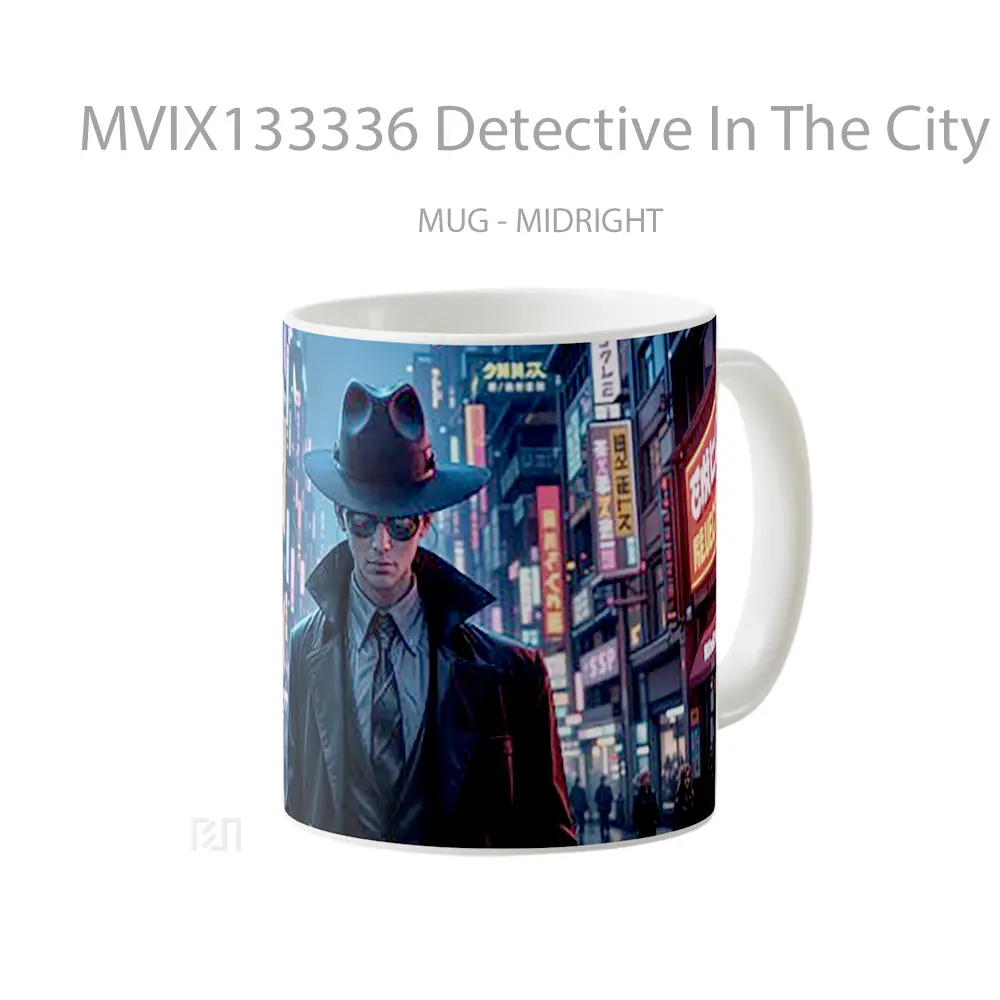 Mug Detective In The City At Night Gelas Keramik Unik - All-side / Desain