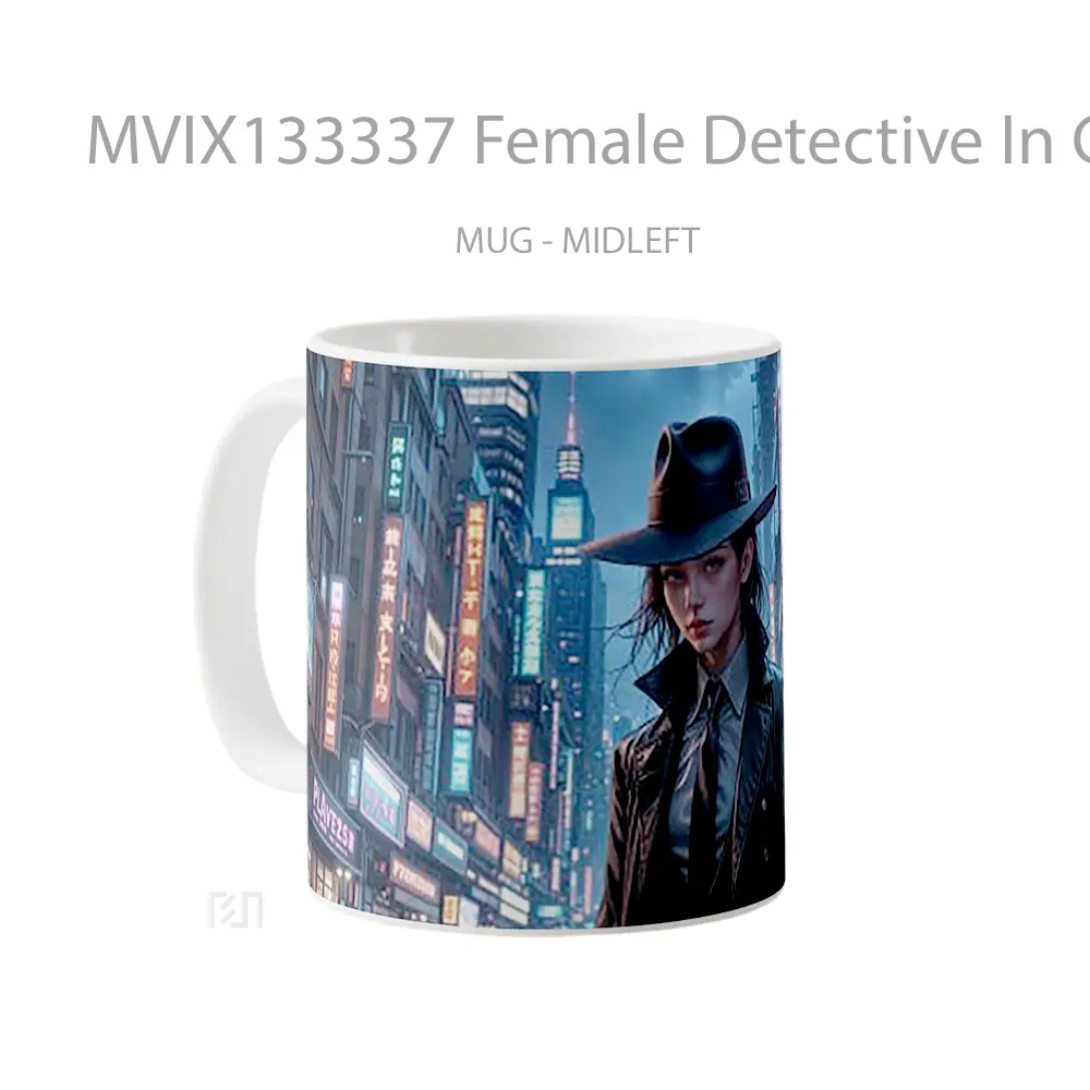 Mug Female Detective In City At Night Gelas Keramik Unik - All-side / Desain