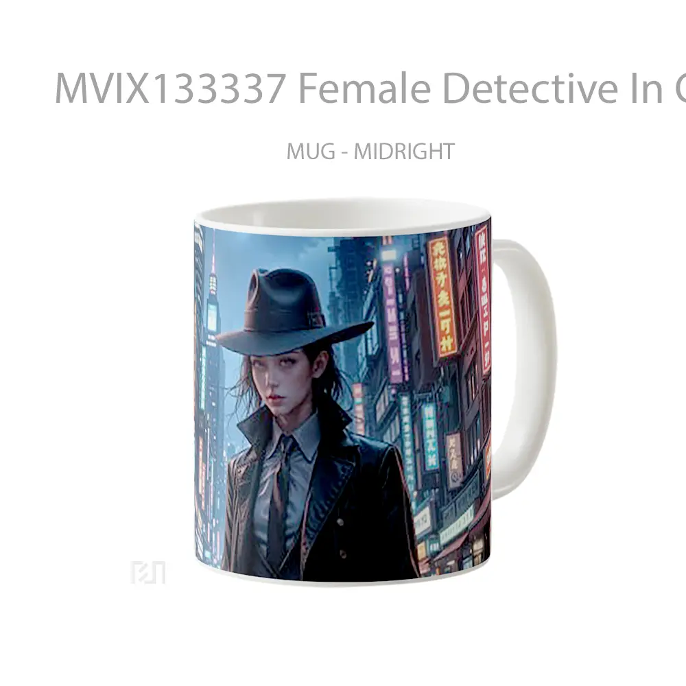 Mug Female Detective In City At Night Gelas Keramik Unik - All-side / Desain