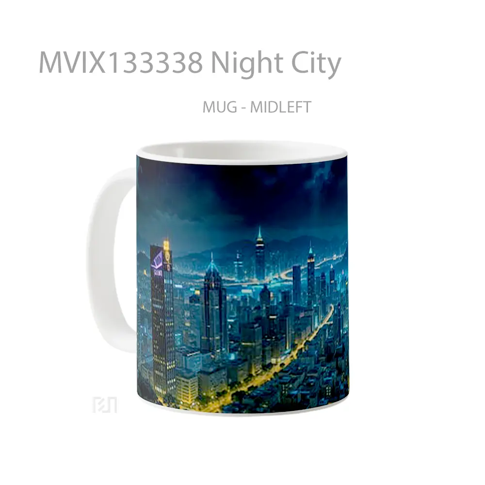 Mug Night City Gelas Keramik Unik - All-side / Desain