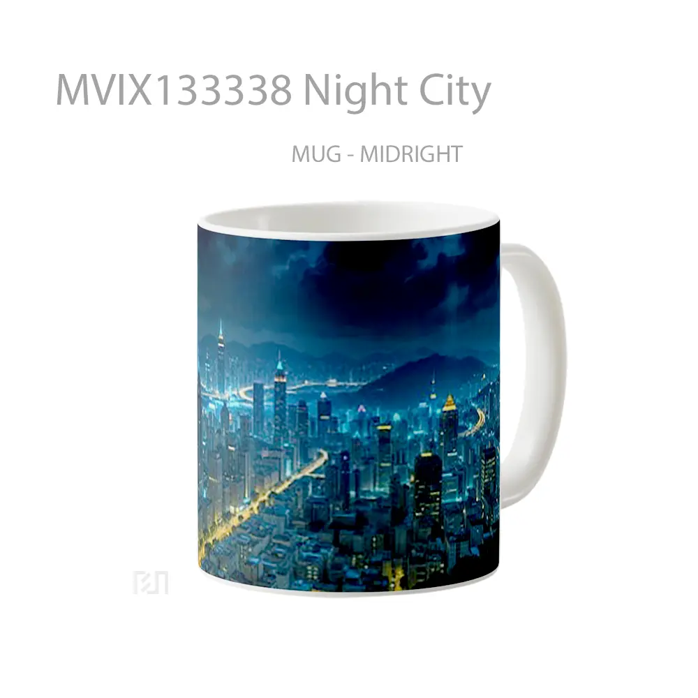 Mug Night City Gelas Keramik Unik - All-side / Desain