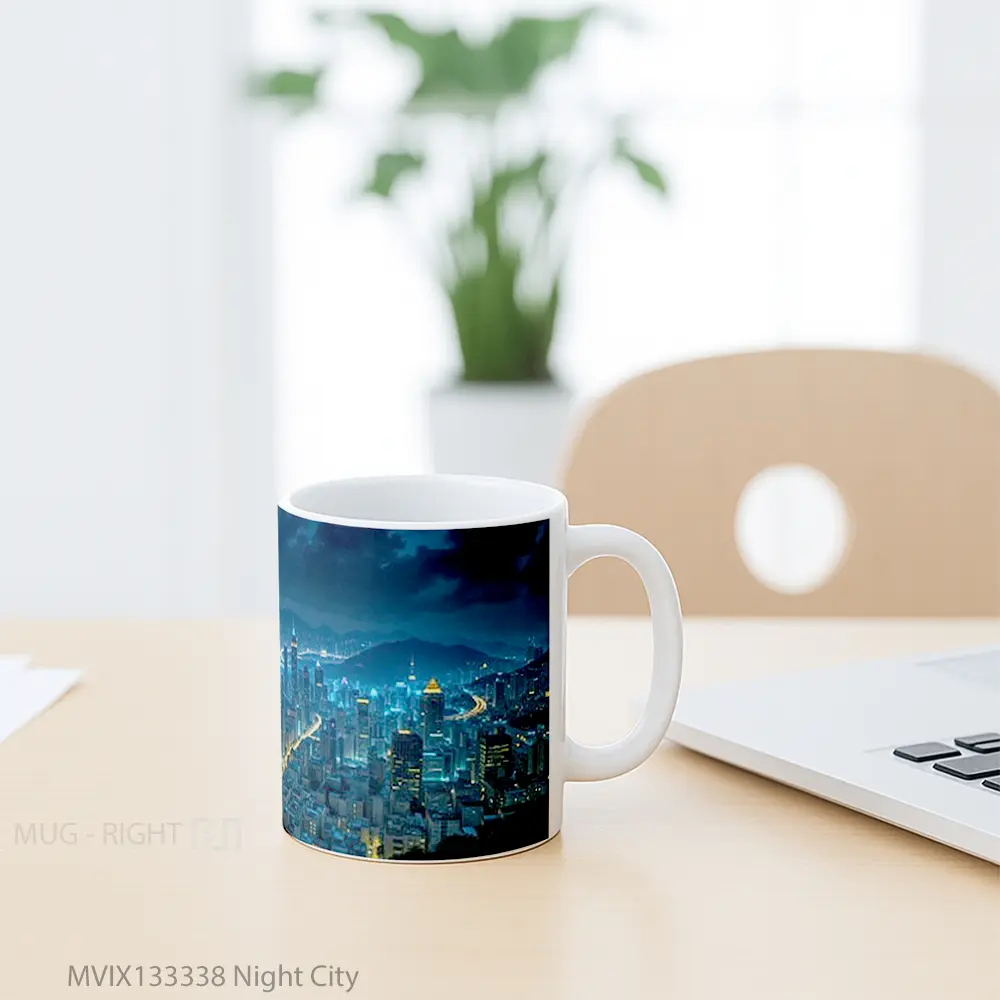 Mug Night City Gelas Keramik Unik - All-side / Desain