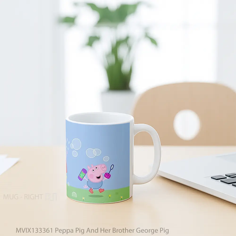 Mug Peppa Pig And Her Brother George Pig Gelas Hewan Lucu - All-side / Desain