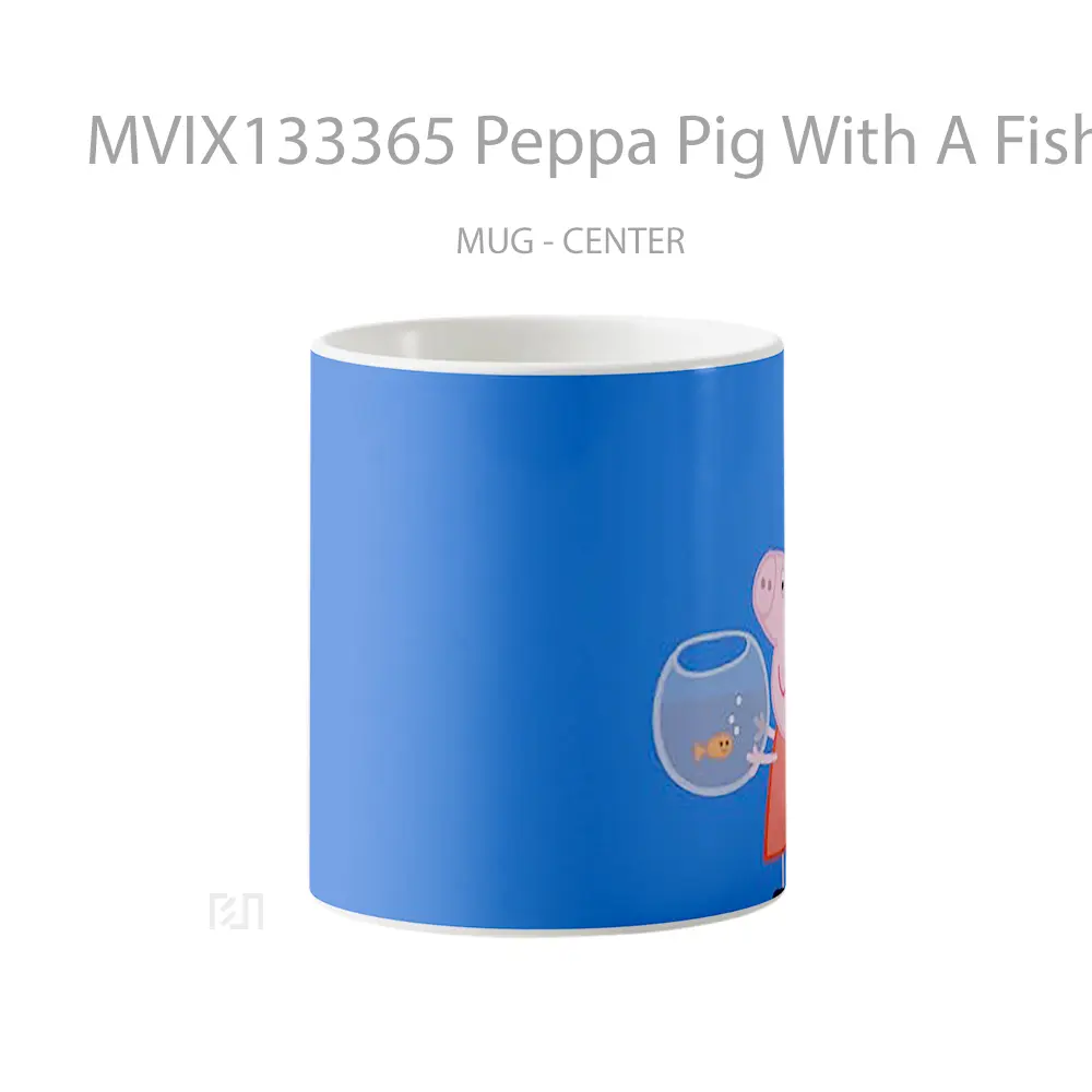 Mug Peppa Pig With A Fish Gelas Hewan Lucu
