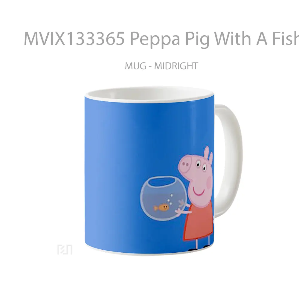 Mug Peppa Pig With A Fish Gelas Hewan Lucu - All-side / Desain