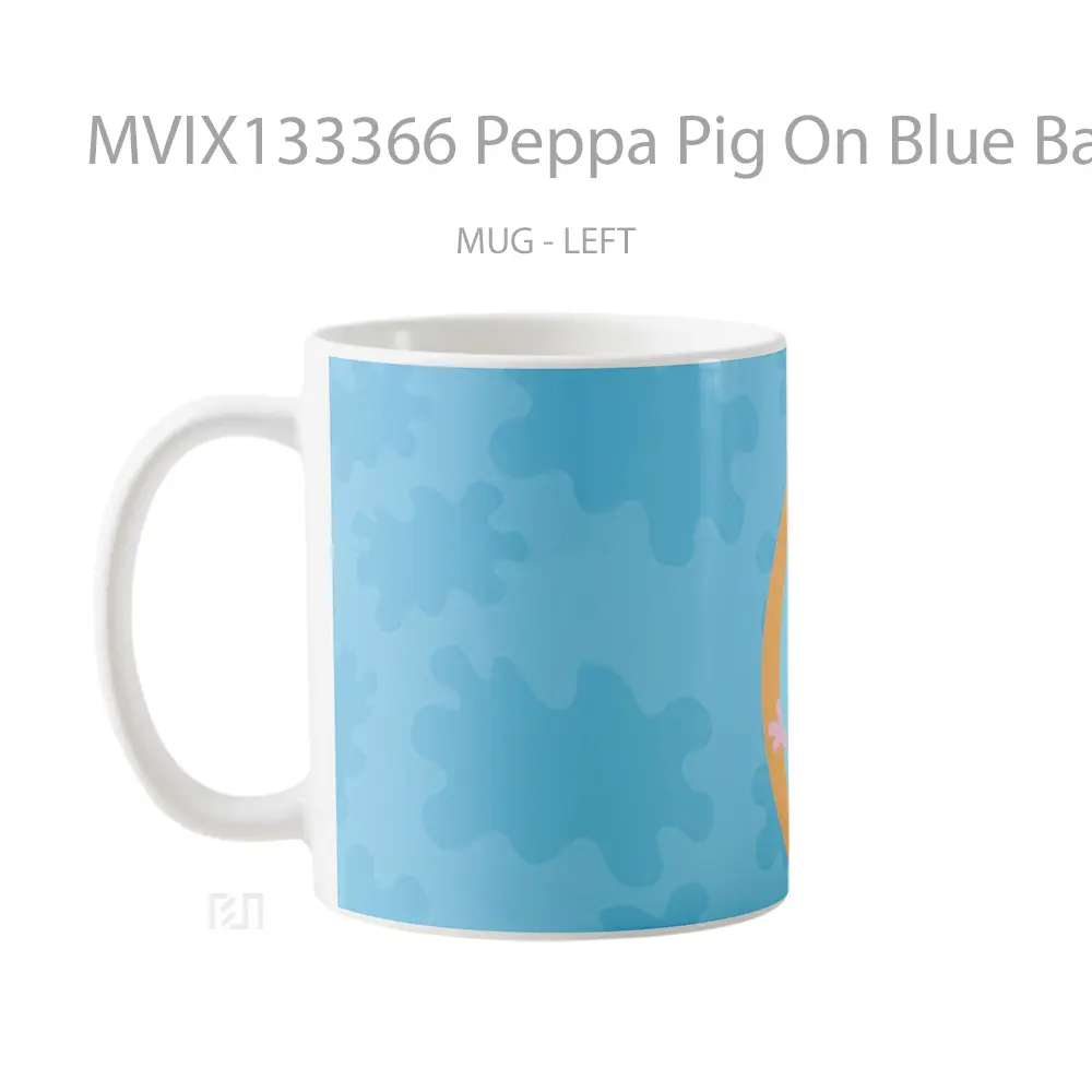 Mug Peppa Pig On Blue Background Gelas Hewan Lucu - All-side / Desain