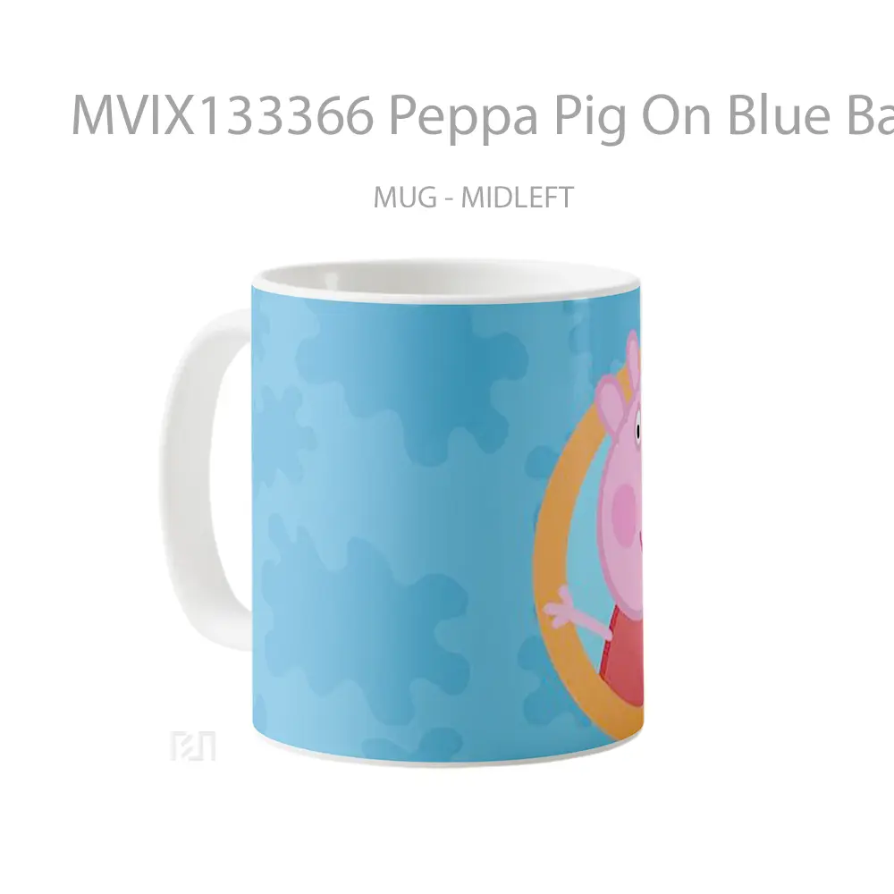 Mug Peppa Pig On Blue Background Gelas Hewan Lucu - All-side / Desain