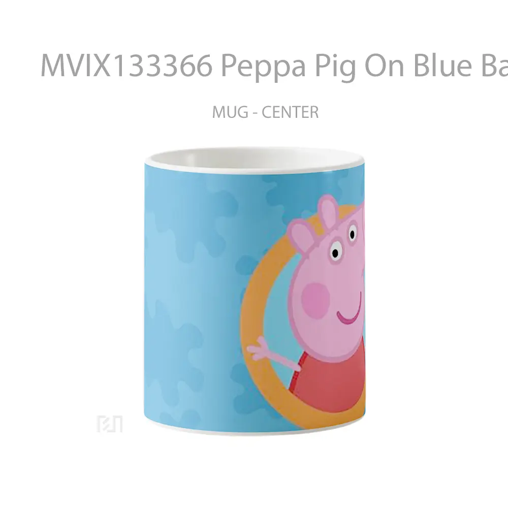 Mug Peppa Pig On Blue Background Gelas Hewan Lucu