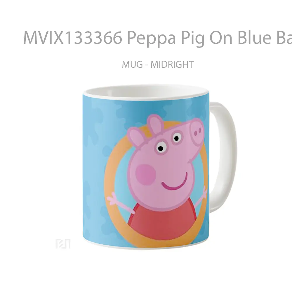 Mug Peppa Pig On Blue Background Gelas Hewan Lucu - All-side / Desain