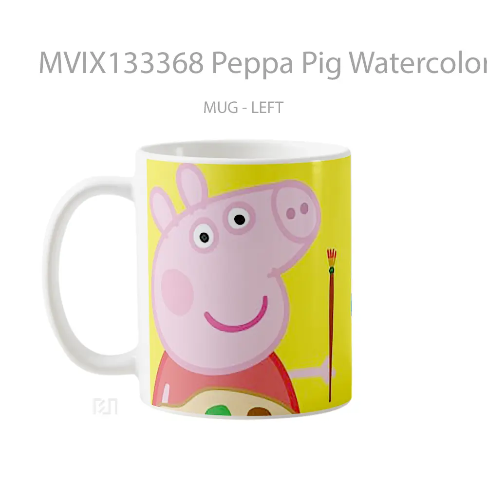 Mug Peppa Pig Watercolor Artist Gelas Hewan Lucu - All-side / Desain