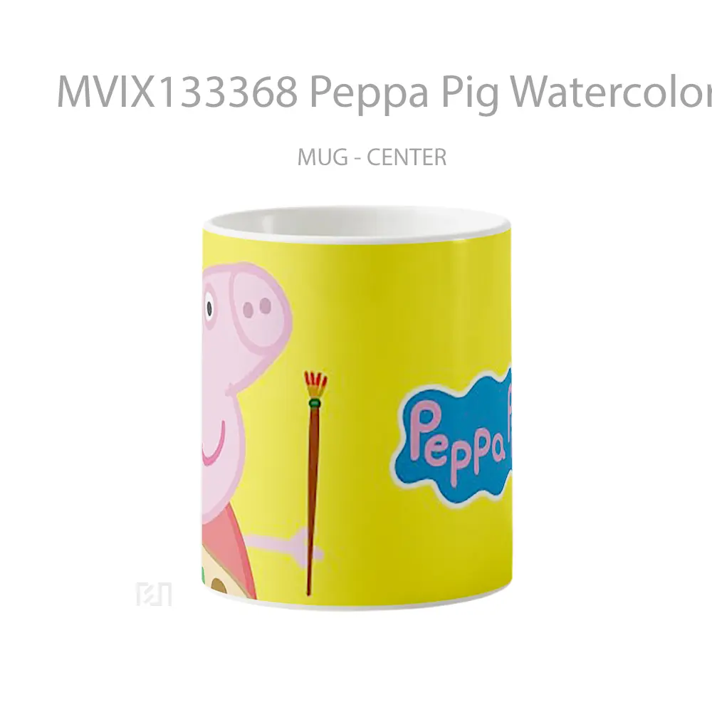 Mug Peppa Pig Watercolor Artist Gelas Hewan Lucu