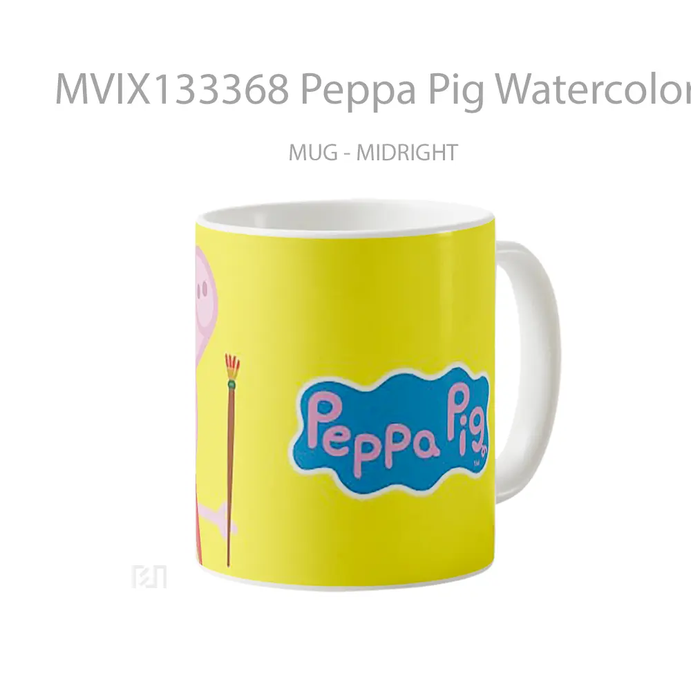 Mug Peppa Pig Watercolor Artist Gelas Hewan Lucu - All-side / Desain