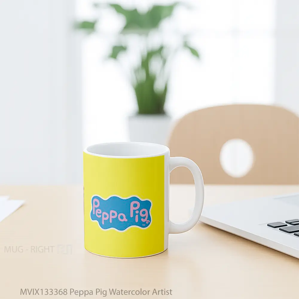 Mug Peppa Pig Watercolor Artist Gelas Hewan Lucu - All-side / Desain