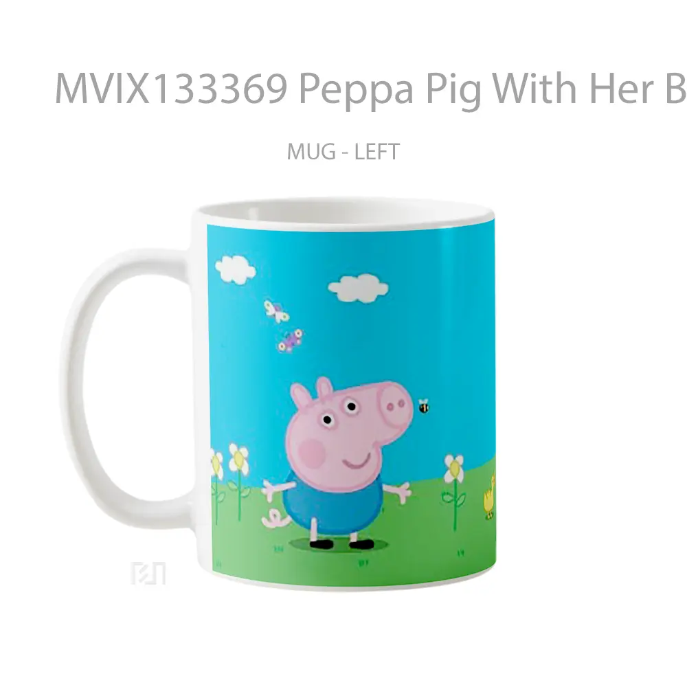 Mug Peppa Pig With Her Brother George Pig Gelas Hewan Lucu - All-side / Desain