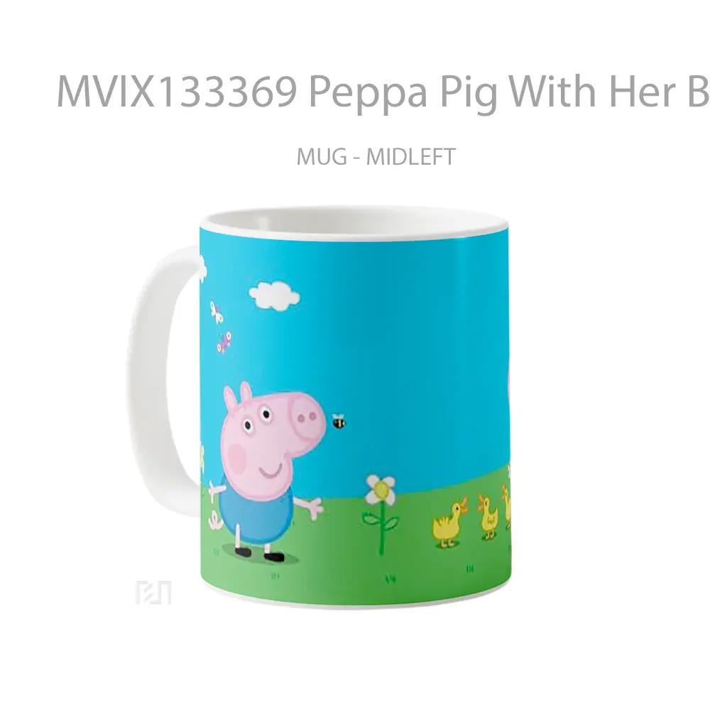 Mug Peppa Pig With Her Brother George Pig Gelas Hewan Lucu - All-side / Desain