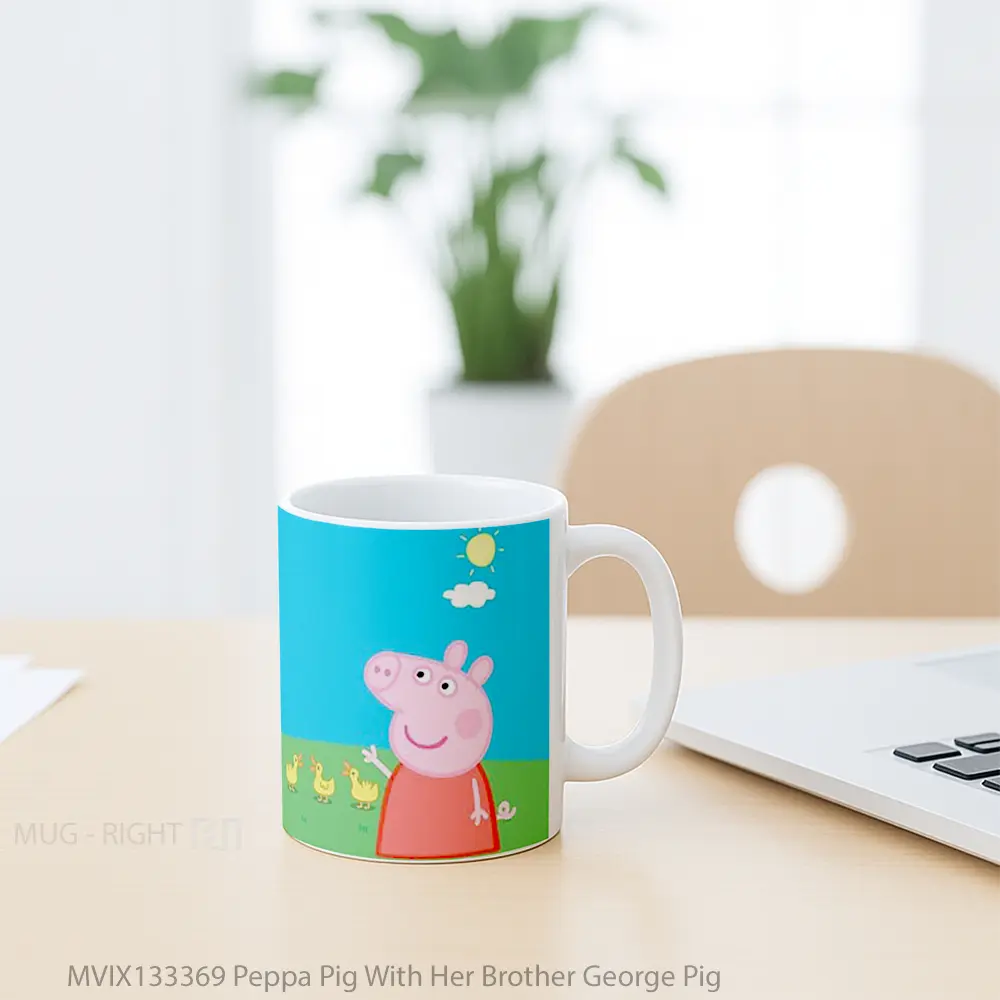 Mug Peppa Pig With Her Brother George Pig Gelas Hewan Lucu - All-side / Desain