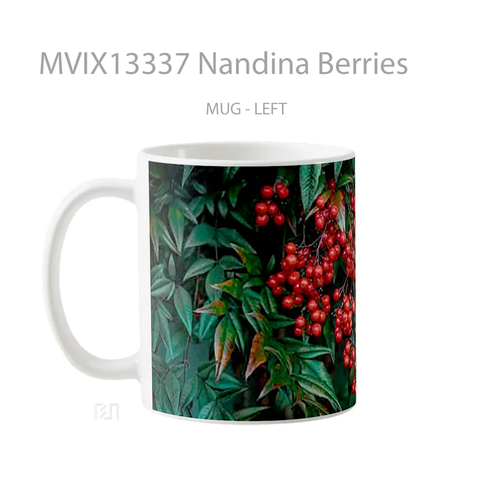 Mug Nandina Berries Gelas Keramik Unik - All-side / Desain
