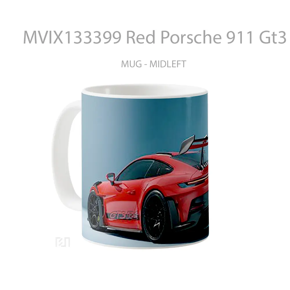 Mug Red Porsche 911 Gt3 Rs Cangkir Mobil - All-side / Desain