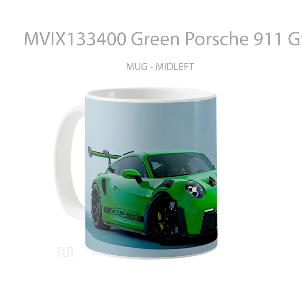 Mug Green Porsche 911 Gt3 Rs Cangkir Mobil - All-side / Desain