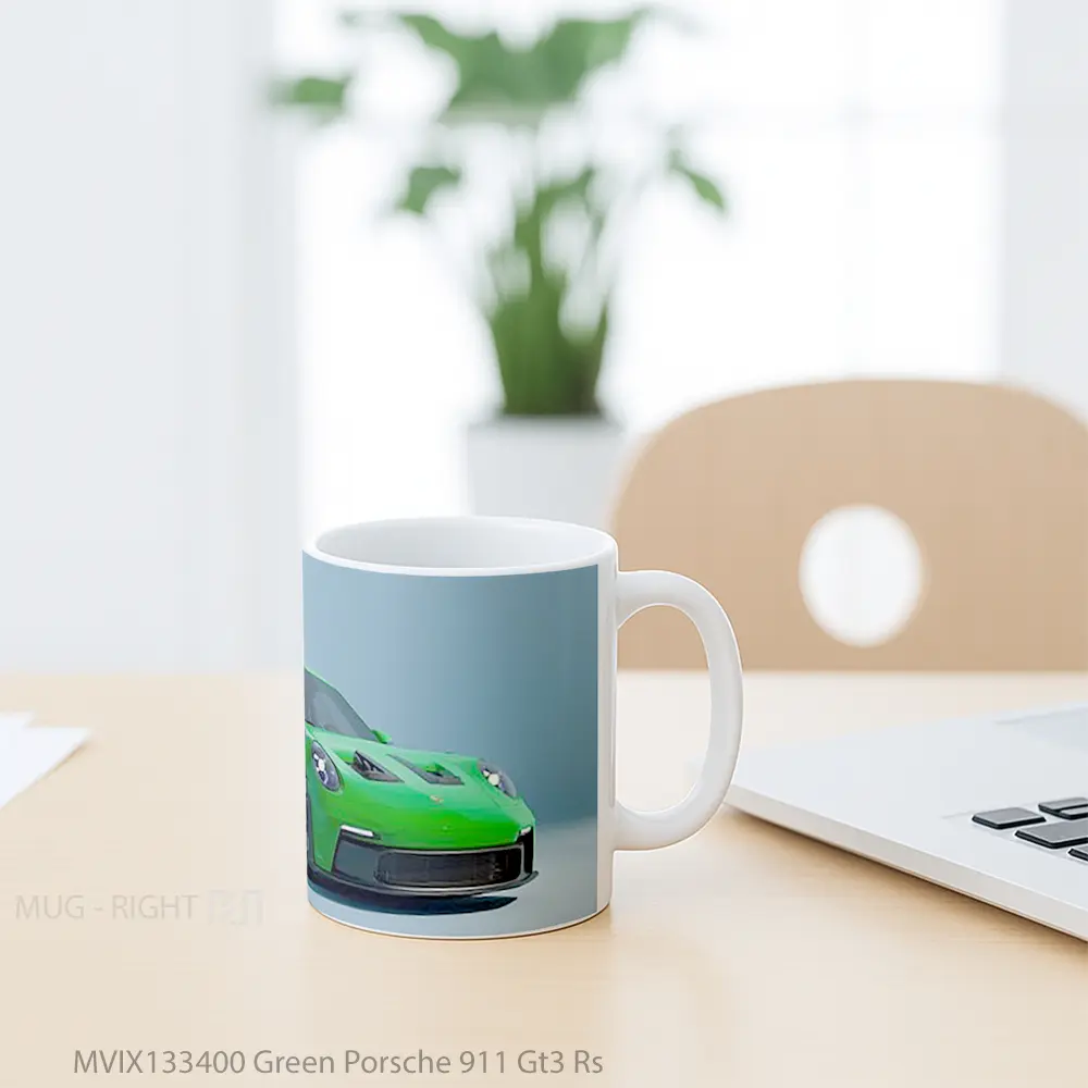 Mug Green Porsche 911 Gt3 Rs Cangkir Mobil - All-side / Desain