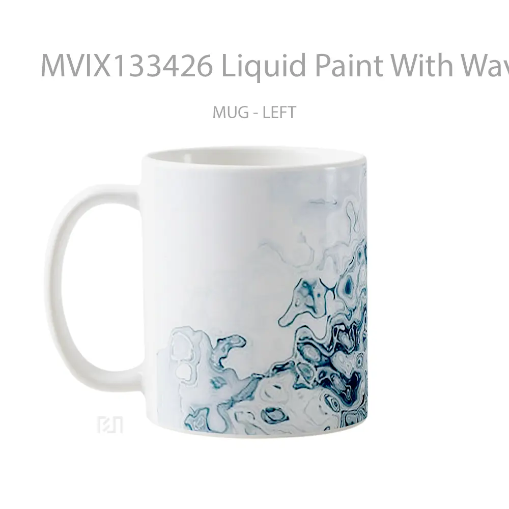 Mug Liquid Paint With Wavy Patterns Gelas Keramik Unik - All-side / Desain