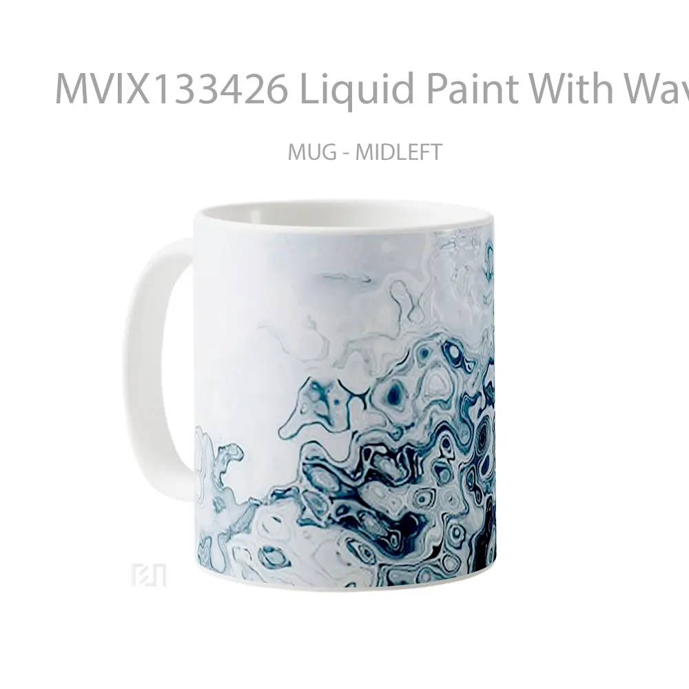 Mug Liquid Paint With Wavy Patterns Gelas Keramik Unik - All-side / Desain