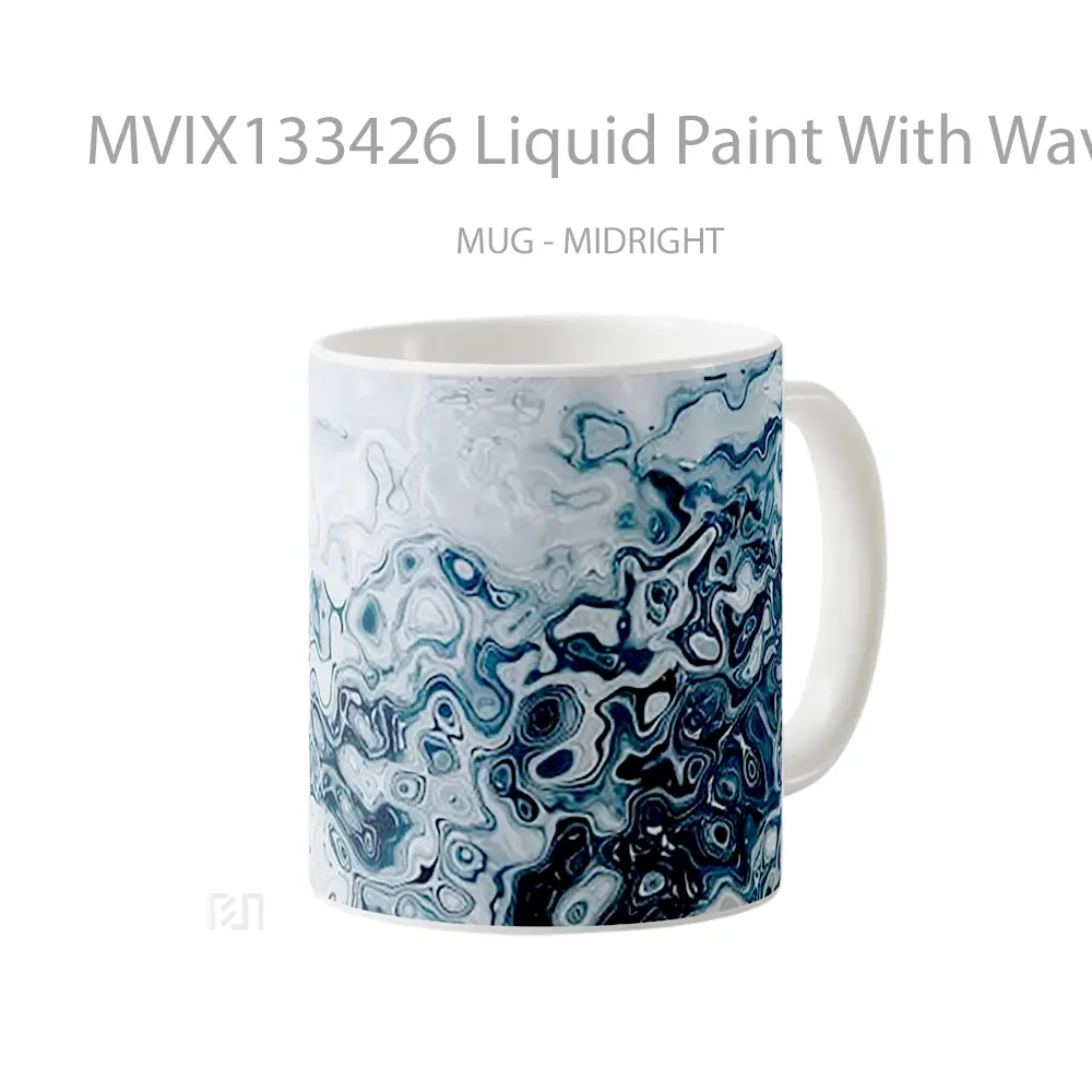 Mug Liquid Paint With Wavy Patterns Gelas Keramik Unik - All-side / Desain
