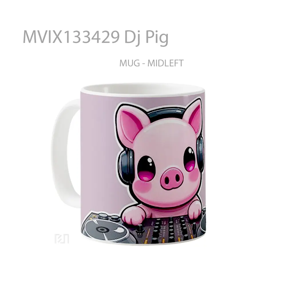 Mug Dj Pig Gelas Hewan Lucu - All-side / Desain