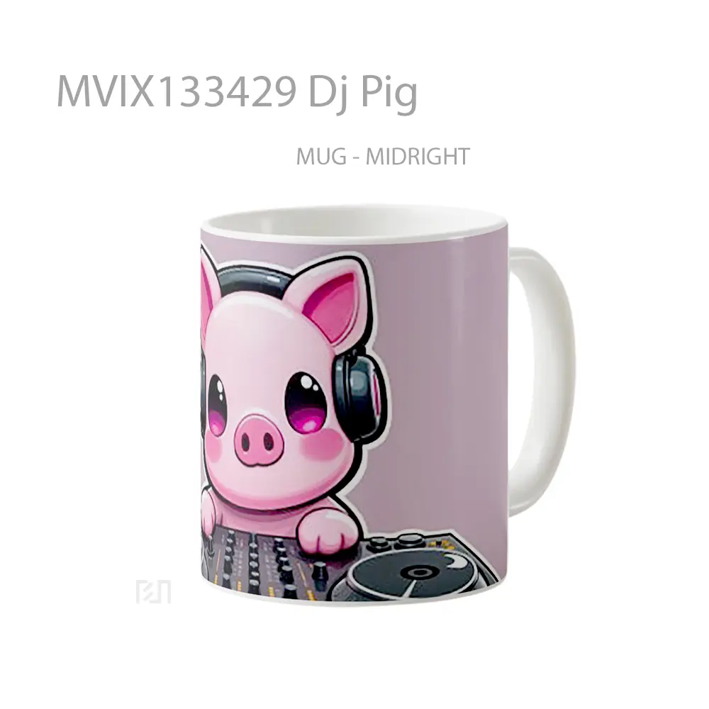 Mug Dj Pig Gelas Hewan Lucu - All-side / Desain