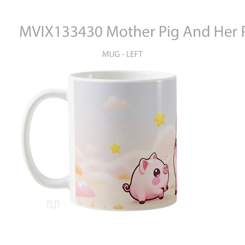 Mug Mother Pig And Her Piglet Gelas Hewan Lucu - All-side / Desain