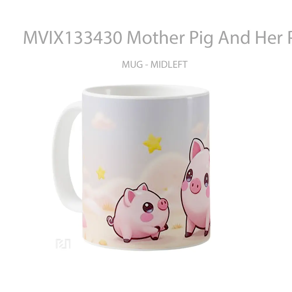 Mug Mother Pig And Her Piglet Gelas Hewan Lucu - All-side / Desain