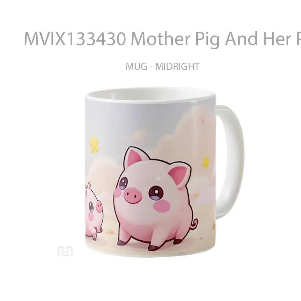 Mug Mother Pig And Her Piglet Gelas Hewan Lucu - All-side / Desain