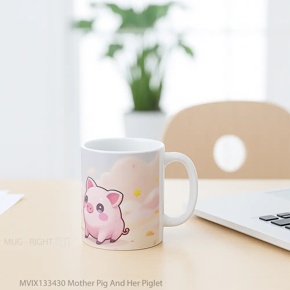 Mug Mother Pig And Her Piglet Gelas Hewan Lucu - All-side / Desain
