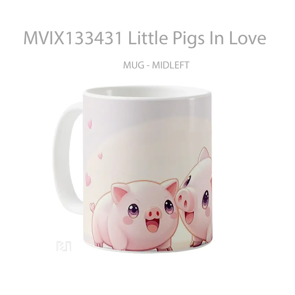 Mug Little Pigs In Love Gelas Hewan Lucu - All-side / Desain
