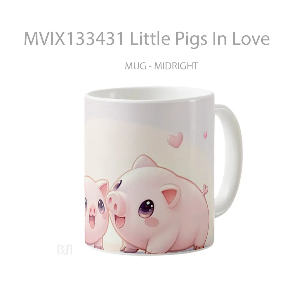 Mug Little Pigs In Love Gelas Hewan Lucu - All-side / Desain