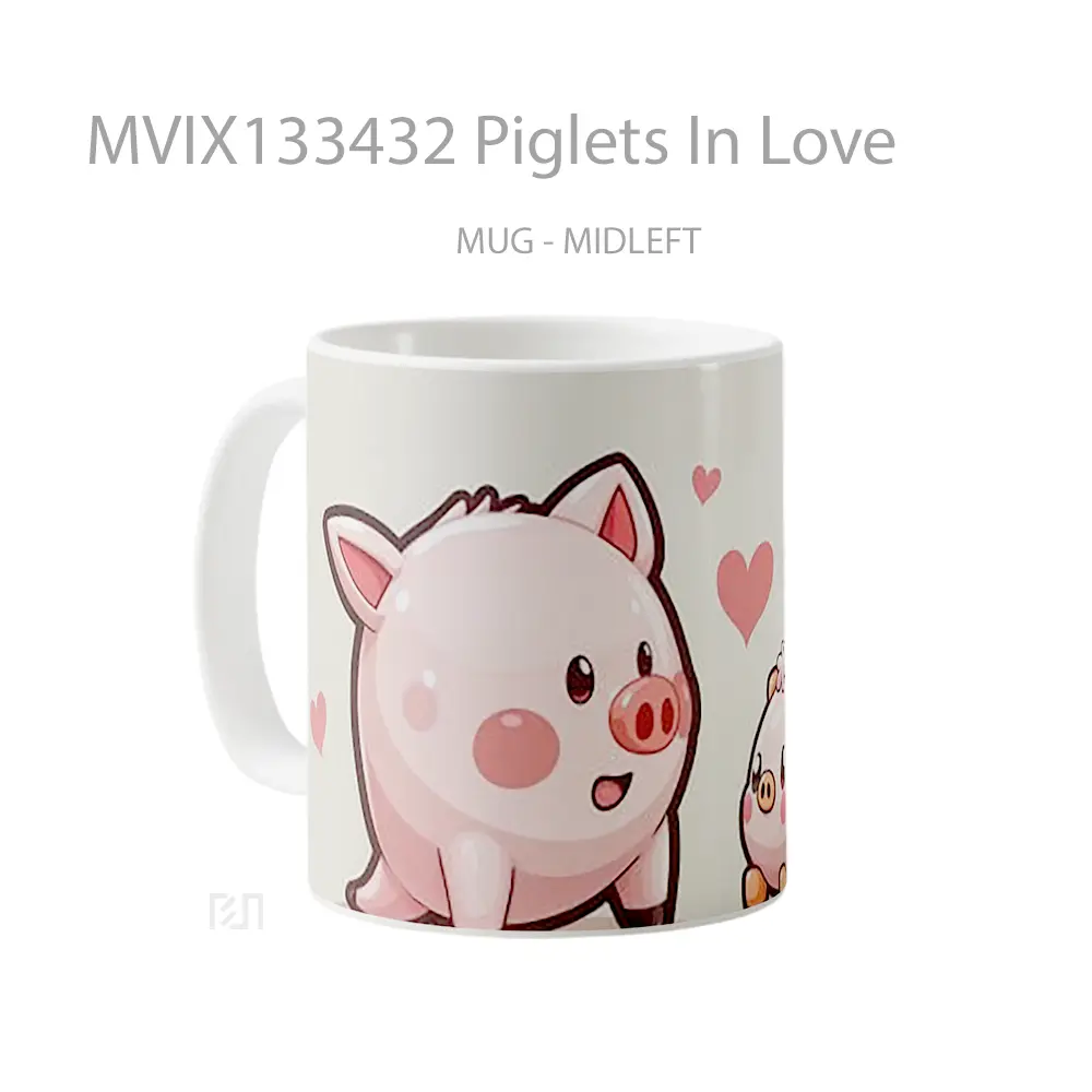 Mug Piglets In Love Gelas Hewan Lucu - All-side / Desain
