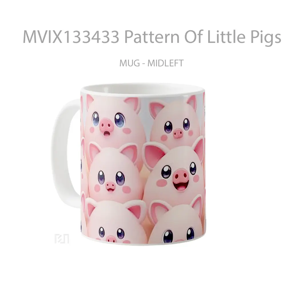Mug Pattern Of Little Pigs Gelas Hewan Lucu - All-side / Desain