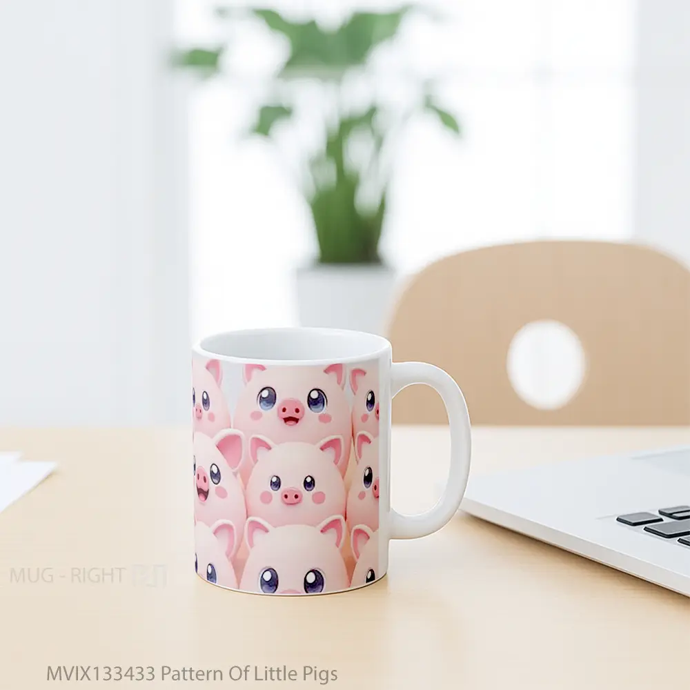Mug Pattern Of Little Pigs Gelas Hewan Lucu - All-side / Desain