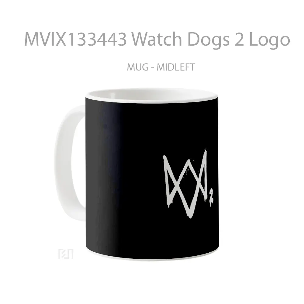 Mug Watch Dogs 2 Logo Gelas Hewan Lucu - All-side / Desain