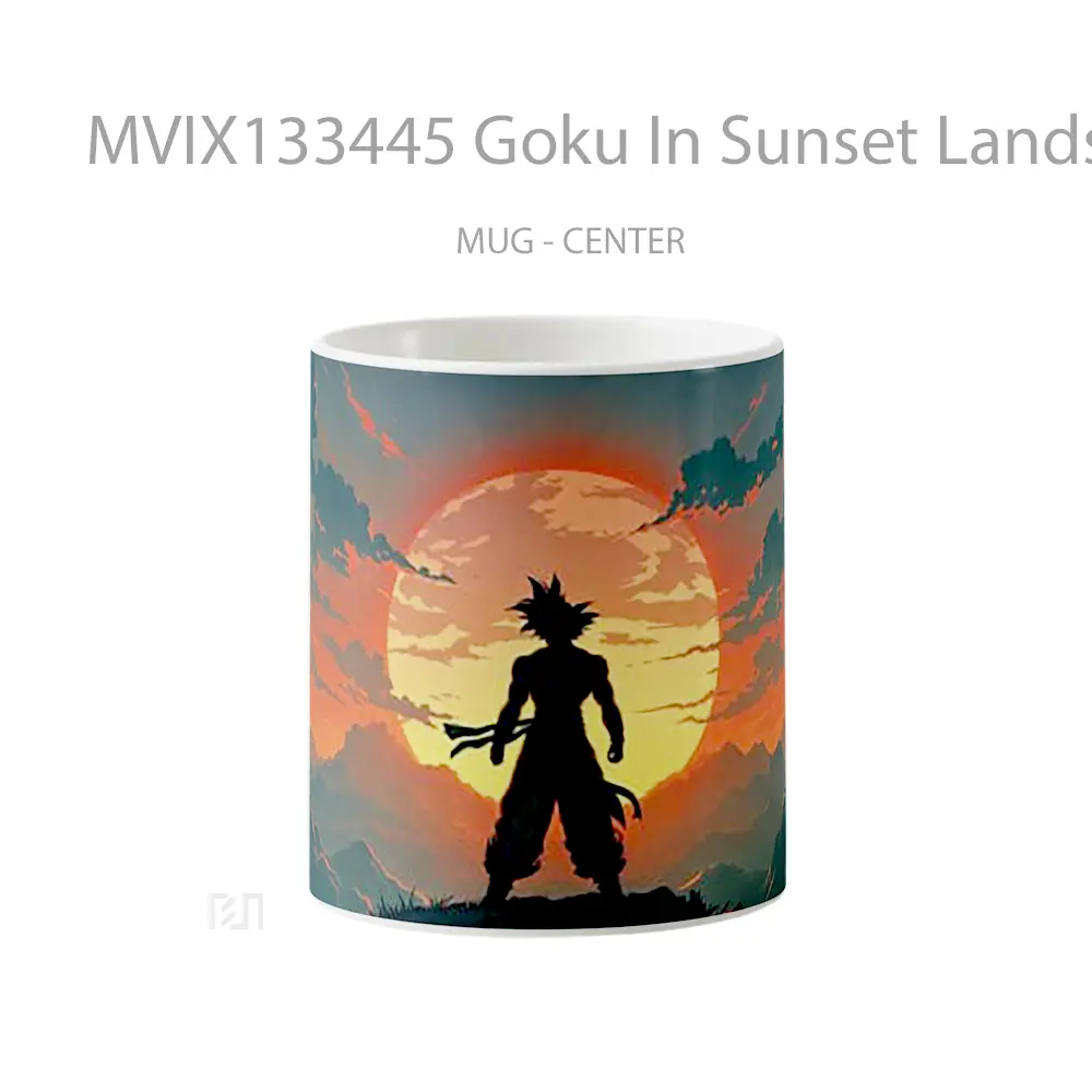 Mug Goku In Sunset Landscape Cangkir Anime