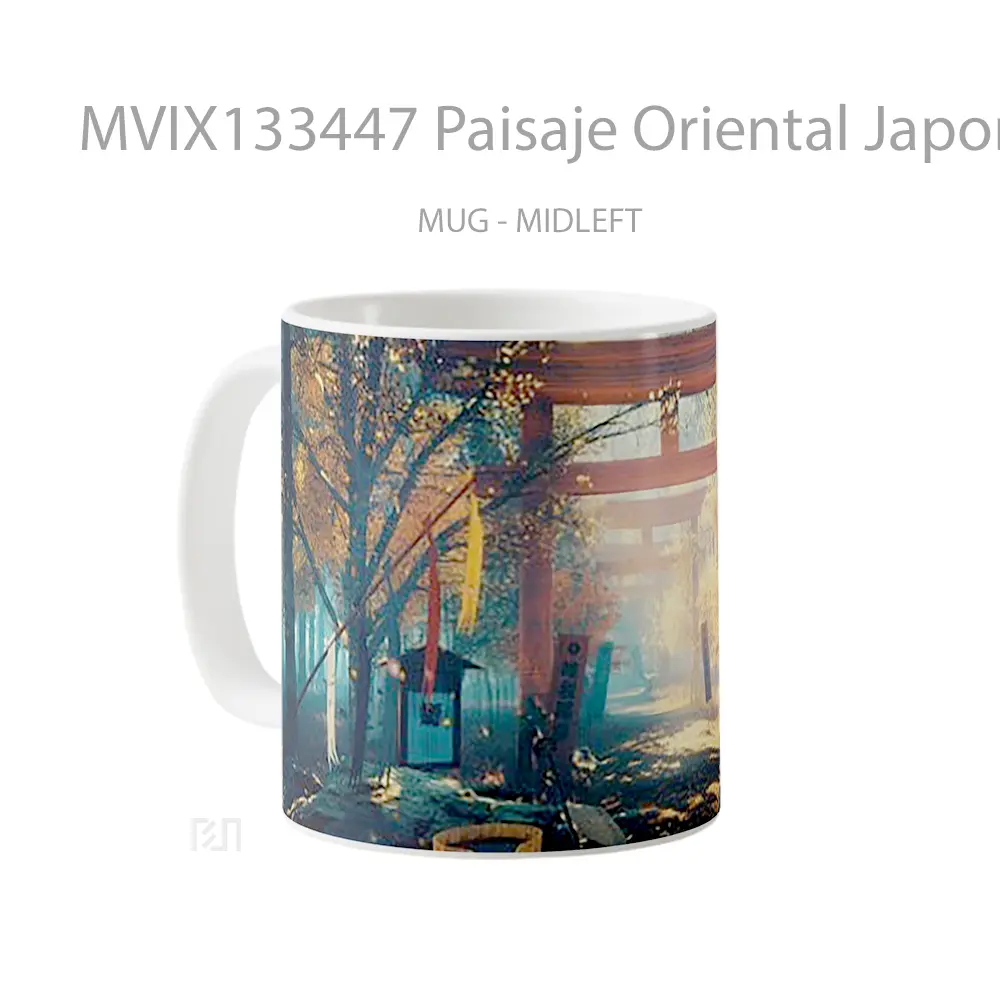 Mug Paisaje Oriental Japones De Videojuego Gelas Keramik Unik - All-side / Desain