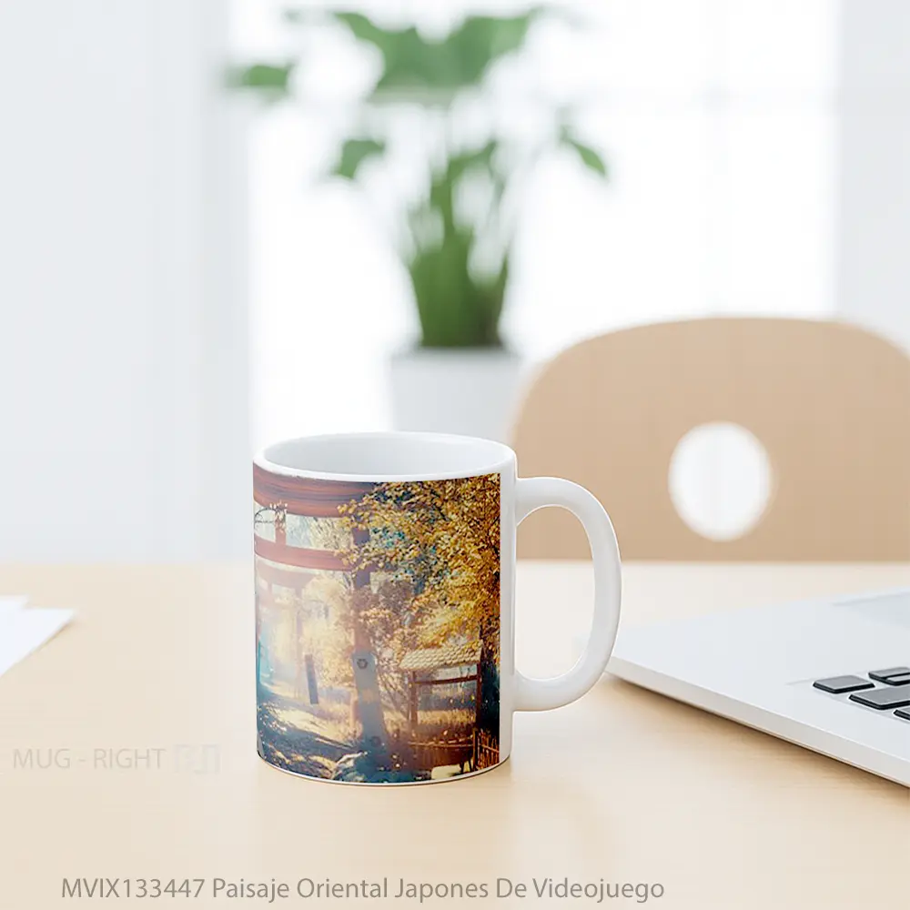 Mug Paisaje Oriental Japones De Videojuego Gelas Keramik Unik - All-side / Desain