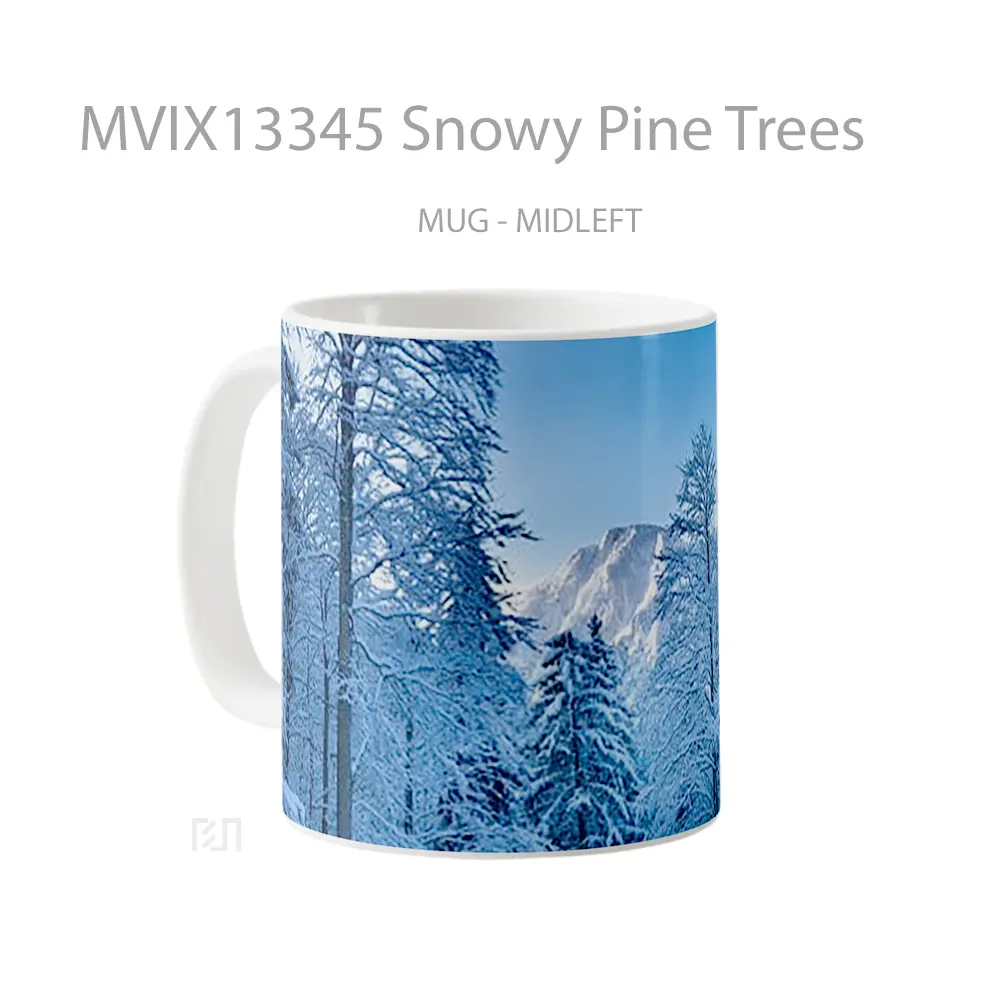 Mug Snowy Pine Trees Gelas Pemandangan Alam - All-side / Desain