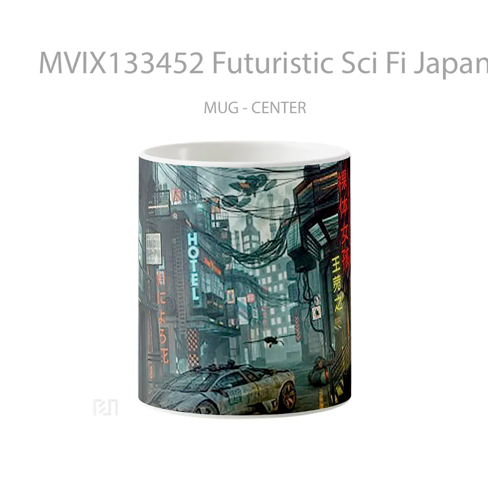 Mug Futuristic Sci Fi Japanese Street Gelas Keramik Unik