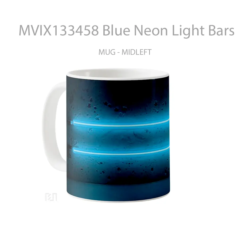 Mug Blue Neon Light Bars Gelas Keramik Unik - All-side / Desain