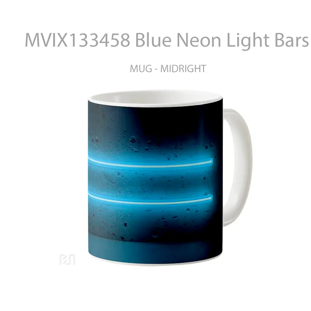 Mug Blue Neon Light Bars Gelas Keramik Unik - All-side / Desain