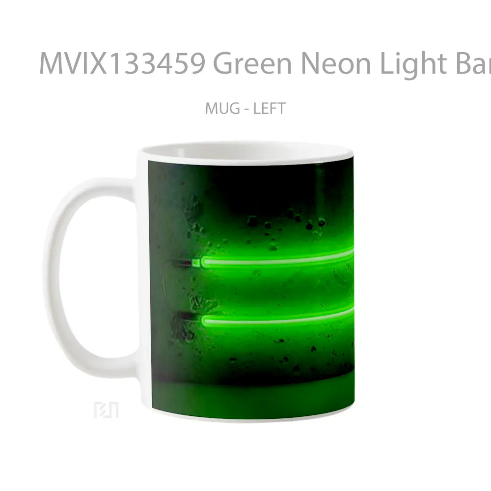 Mug Green Neon Light Bars Gelas Keramik Unik - All-side / Desain