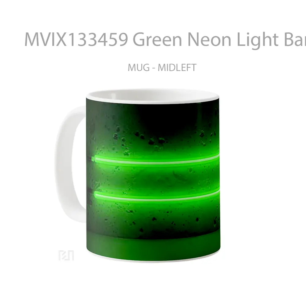Mug Green Neon Light Bars Gelas Keramik Unik - All-side / Desain