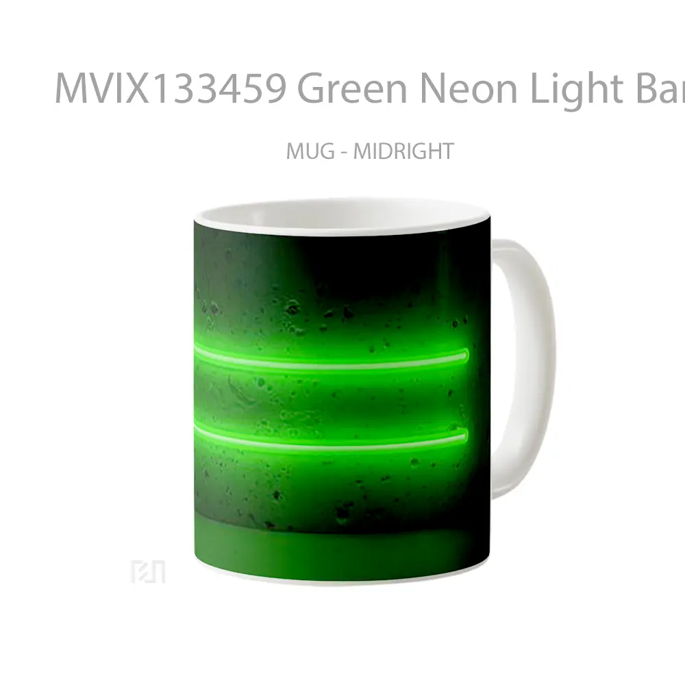 Mug Green Neon Light Bars Gelas Keramik Unik - All-side / Desain