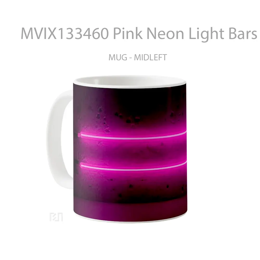 Mug Pink Neon Light Bars Gelas Keramik Unik - All-side / Desain